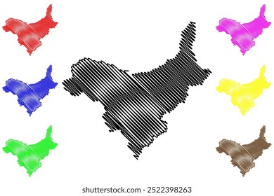 Goms District (Switzerland, Swiss Confederation, Canton of Valais or Wallis) map vector illustration, scribble sketch Bezirk Goms map