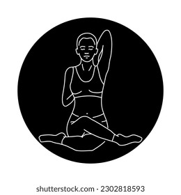 Gomukhasana cow pose color line illustration. Pictogram for web page, mobile app, promo.