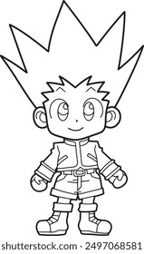 Gon character is the main character of anime of hunter x hunter for colouring