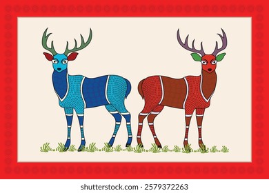 Gond Art Decor: Bring the Forest Home with Deer Art. Gond art, Tribal art India, Gond painting, Gond deer