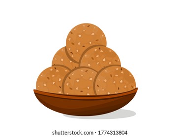 Gond laddu Indian Sweets or Mithai Food Vector