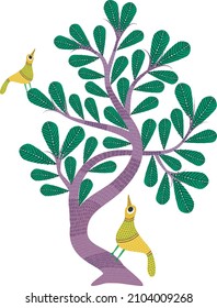 Gond tree , indian art, gond painting