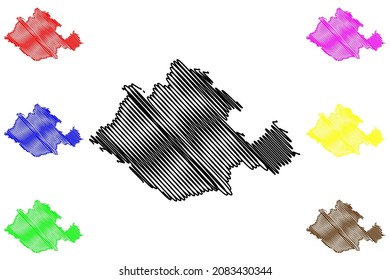 Gonda district (Uttar Pradesh State, Republic of India) map vector illustration, scribble sketch Gonda map