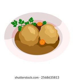 Gondi. Matzah balls. Vector simple color flat illustration.