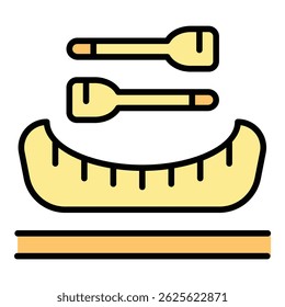 Gondola boat icon outline vector. Italy venice. Italian gondolier color flat