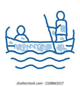 Gondola Boat sketch icon vector. Hand drawn blue doodle line art Gondola Boat sign. isolated symbol illustration