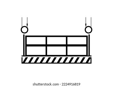 Gondel-Wiege. Ausgesetzte Plattform. Einfache Illustration auf Schwarz-Weiß.