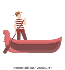 Gondola Icon Cartoon Vector. Venice Gondolier. Italian Boat