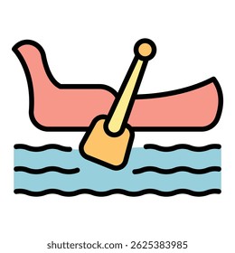 Gondola icon outline vector. Boat man. Italy venice color flat