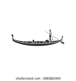 Gondola Icon Silhouette Illustration. Venice Boat Vector Graphic Pictogram Symbol Clip Art. Doodle Sketch Black Sign.