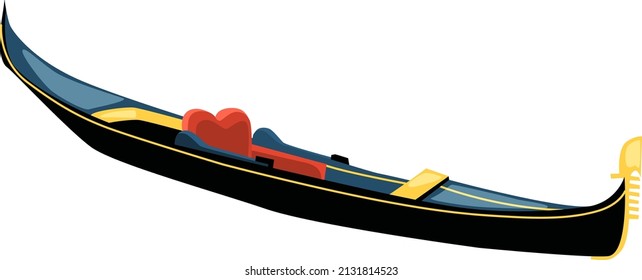 Gondola icon. Traditional Venetian black rowing boat