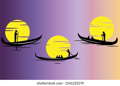 Gondola illustration design and wallpaper art