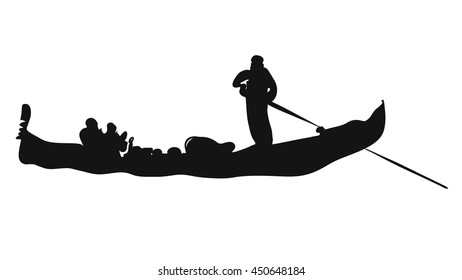 Gondola, Italian Love Taxi Silhouette. Hand-drawn Vector Sketch