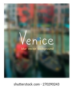 Gondolas at the dock. Venetian blur background. 