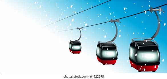 Gondolas on cableways - skiing time