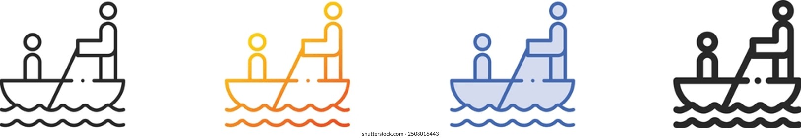 gondolier icon.Thin Linear, Gradient, Blue Stroke and bold Style Design Isolated On White Background