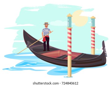 Gondolier en un bote