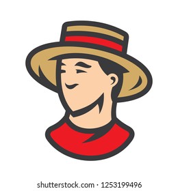 Gondolier in a straw hat sign