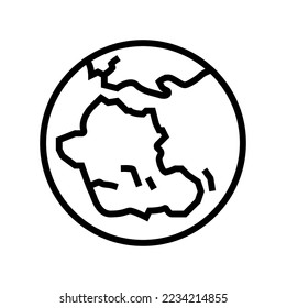 vector de icono de línea de mapa del continente de la tierra gondwana. señal de mapa del continente de gondwana earth. símbolo de contorno aislado ilustración negra