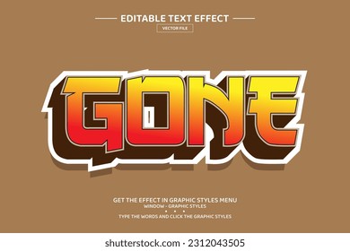 Gone 3D editable text effect template