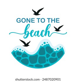 Ilustración de verano, diseño de Vector, cartel redondo de playa 