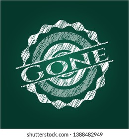Gone chalkboard emblem on black board. Vector Illustration. Detailed.