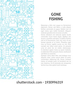 Gone Fishing Line Pattern Concept. Vector Illustration of Outline Design.