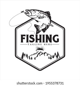 Gone fishing logo, club fishing logo design idea, vector illustration