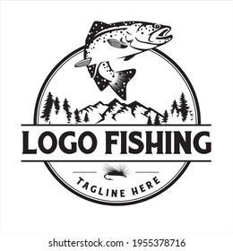 Gone fishing logo, vector illustration