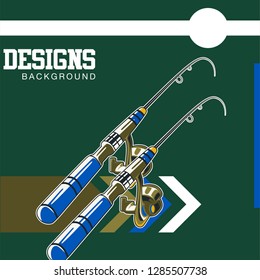 Gone fishing poster with fish, fisherman equipment 