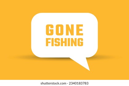 se ha ido la imagen vectorial de la burbuja del habla de la pesca. Burbuja de discurso de comunicación con texto de pesca desaparecido