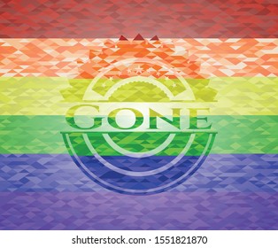 Gone on mosaic background with the colors of the LGBT flag
