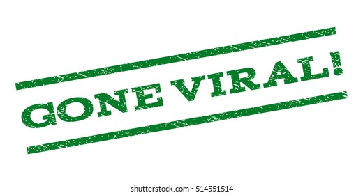 Gone Viral! watermark stamp. Text tag between parallel lines with grunge design style. Rubber seal stamp with dust texture. Vector green color ink imprint on a white background.