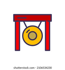 Gong color icon. editable stroke