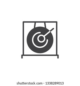 Gong and drumstick vector icon. filled flat sign for mobile concept and web design. Gong and mallet glyph icon. Symbol, logo illustration. Pixel perfect vector graphics