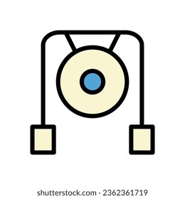 Gong icon colored outline blue cream colour chinese new year vector element and symbol perfect.
