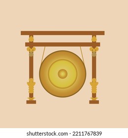 diseño de iconos gong. instrumento musical tradicional de metal.