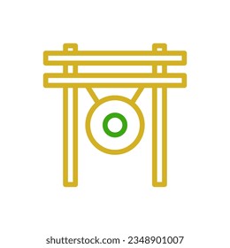 Gong icon duocolor green yellow colour chinese new year vector element and symbol perfect.