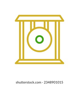 Gong icon duocolor green yellow colour chinese new year vector element and symbol perfect.