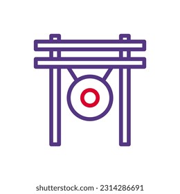 Gong icon duocolor red purple colour chinese new year vector element and symbol perfect.