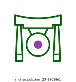 Gong icon duotone green purple colour chinese new year vector element and symbol perfect.