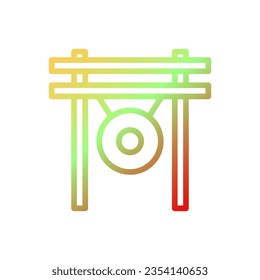 Gong icon gradient yellow green red colour chinese new year vector element and symbol perfect.