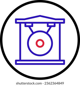Gong icon line rounded red blue colour chinese new year vector element and symbol perfect.