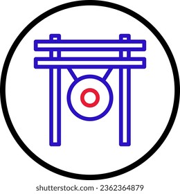 Gong icon line rounded red blue colour chinese new year vector element and symbol perfect.