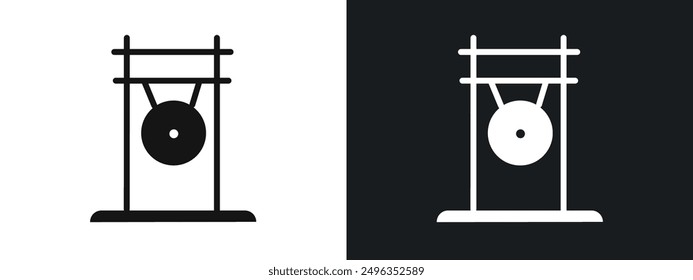 gong icon linear graphics set vector in black