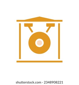 Gong icon solid orange yellow colour chinese new year vector element and symbol perfect.