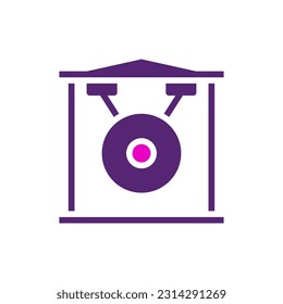 Gong icon solid purple pink colour chinese new year vector element and symbol perfect.