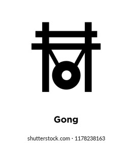 Gong icon vector isolated on white background, logo concept of Gong sign on transparent background, filled black symbol