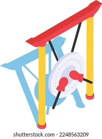 Gong isometric Concept Vector Color Icon Design, Traditional Chinese Culture Symbol, Lunar New Year of the Rabbit 2021 Sign, China Travel Guide Stock illustration