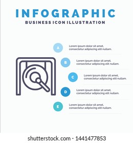 Gong, Music, China, Chinese Blue Infographics Template 5 Steps. Vector Line Icon template